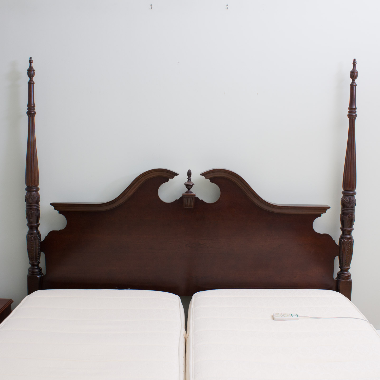 Federal Style Dark Walnut California King Bed Frame With Adjustable Mattress