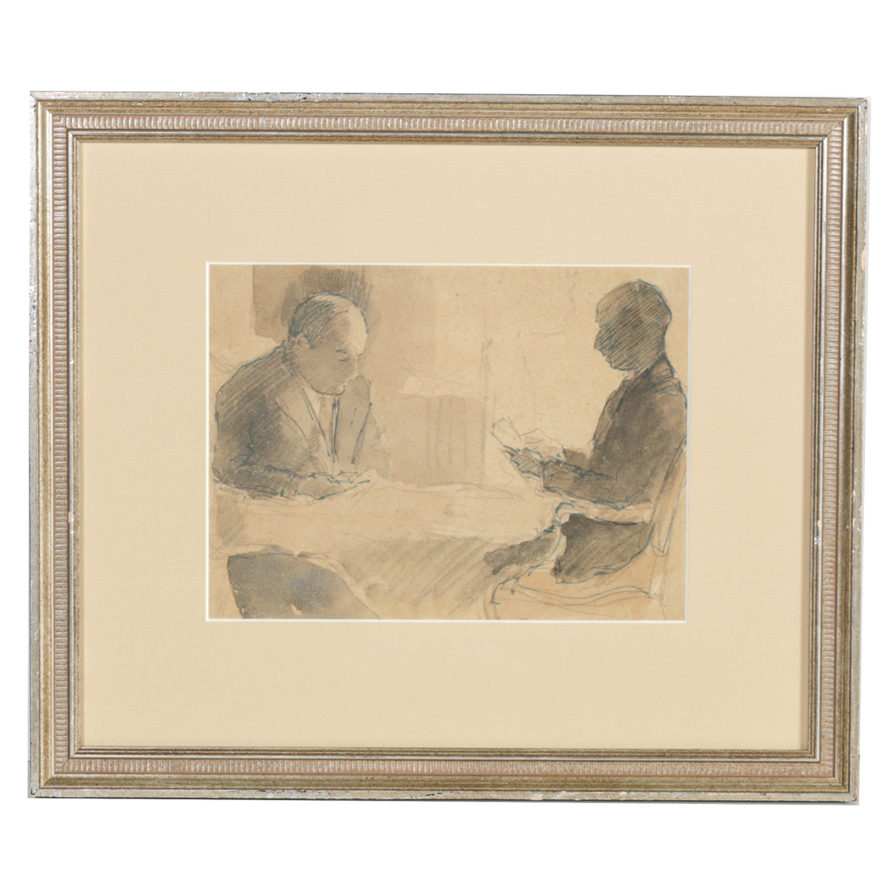 Boris Solotareff Mixed Media on Paper "Sunday Morning"