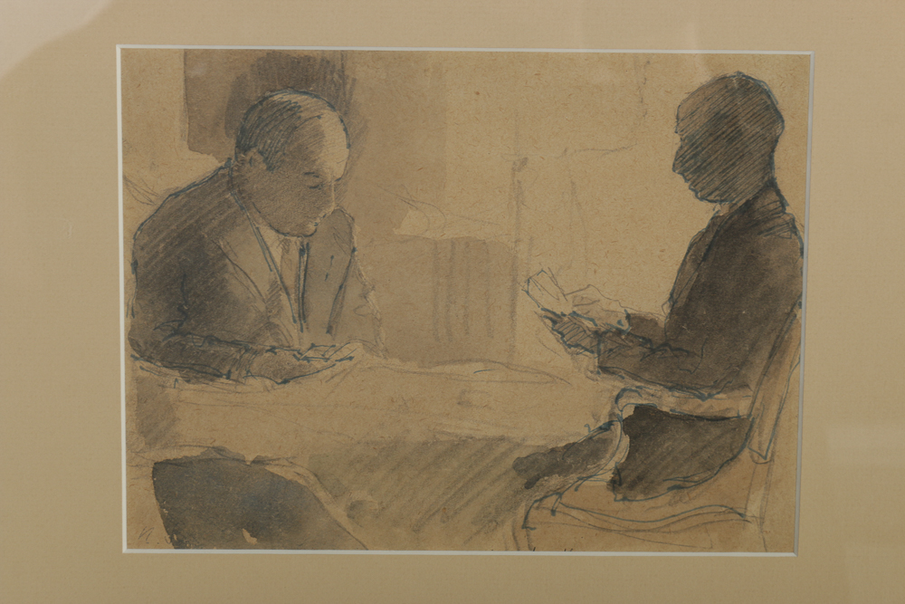 Boris Solotareff Mixed Media on Paper "Sunday Morning"