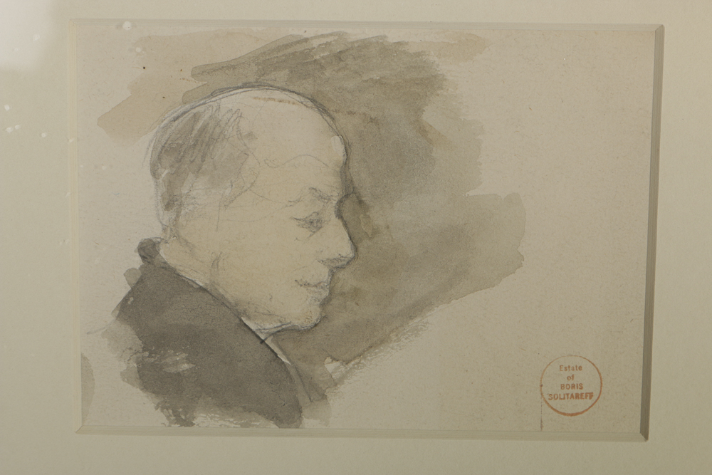 Boris Solotareff Watercolor Painting on Paper "Study of a Man's Head"