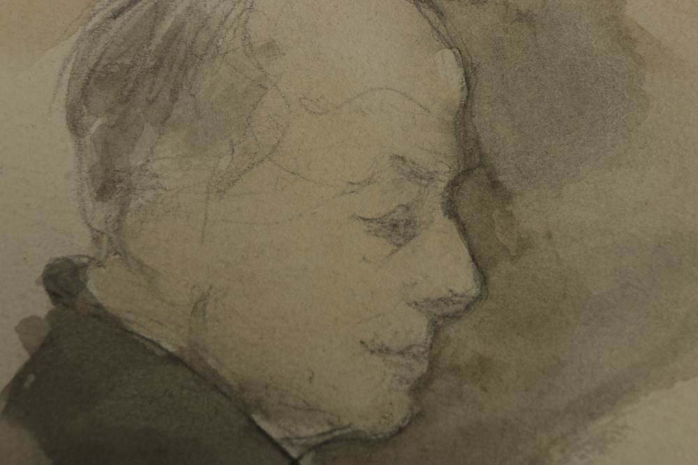 Boris Solotareff Watercolor Painting on Paper "Study of a Man's Head"