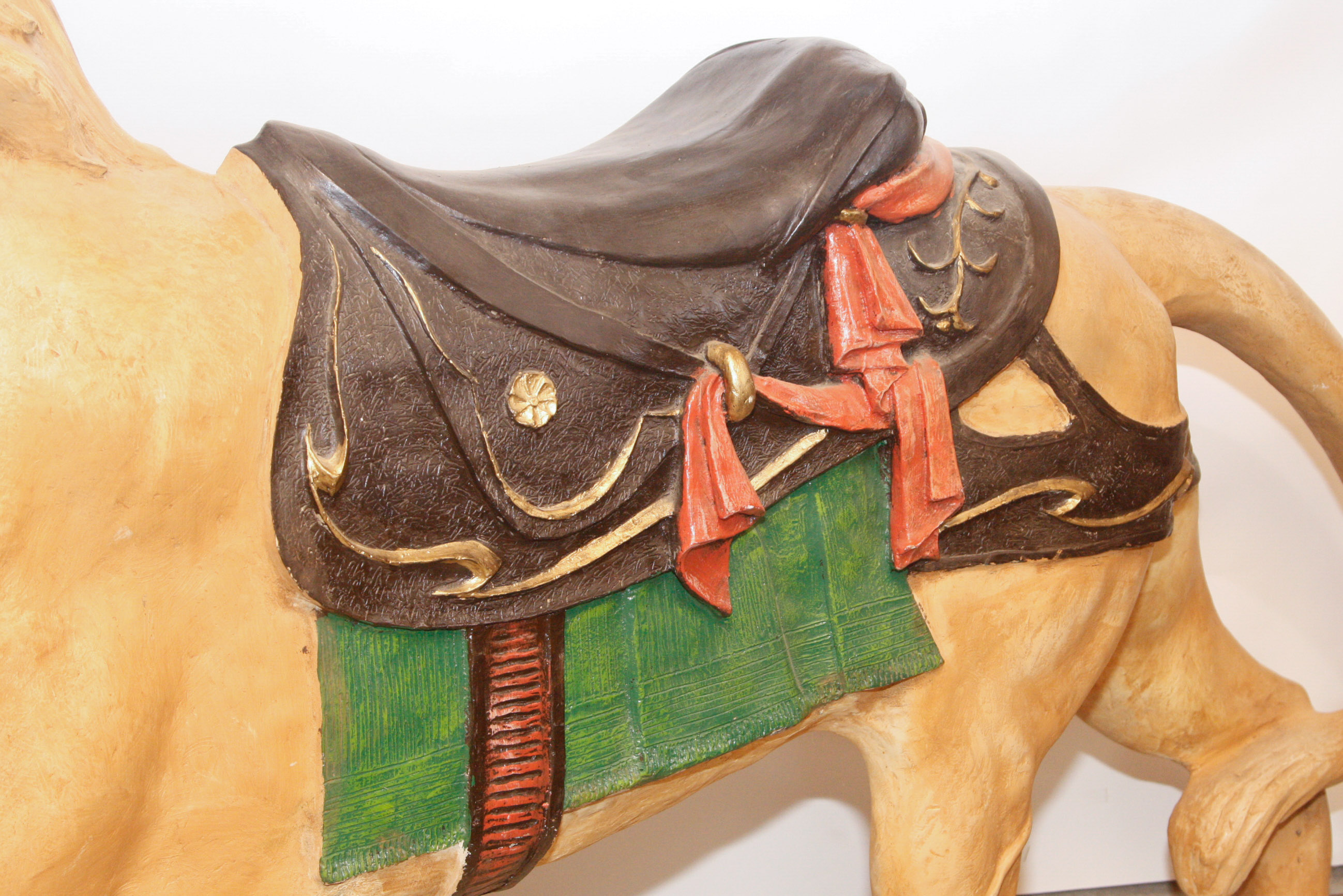 Life-Size Fiberglass Lion Statue with Saddle