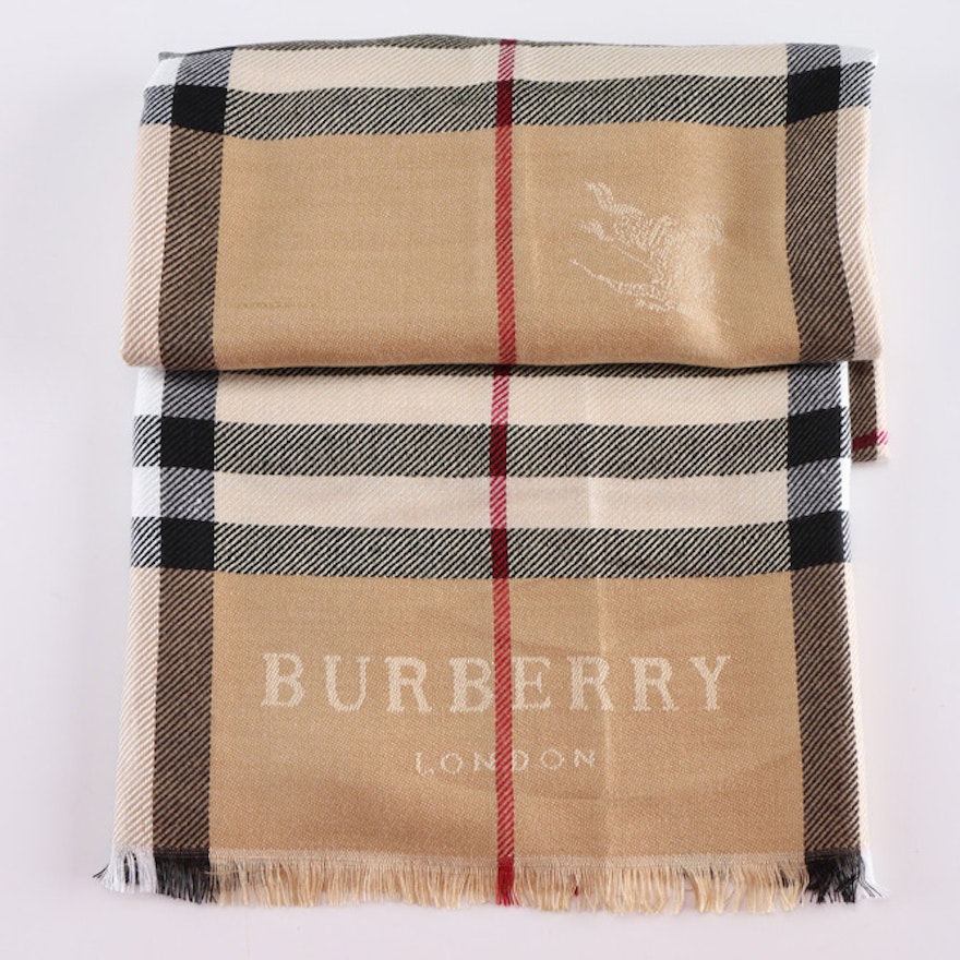 Burberry "Raspberry Sorbet Check" Scarf with Tags