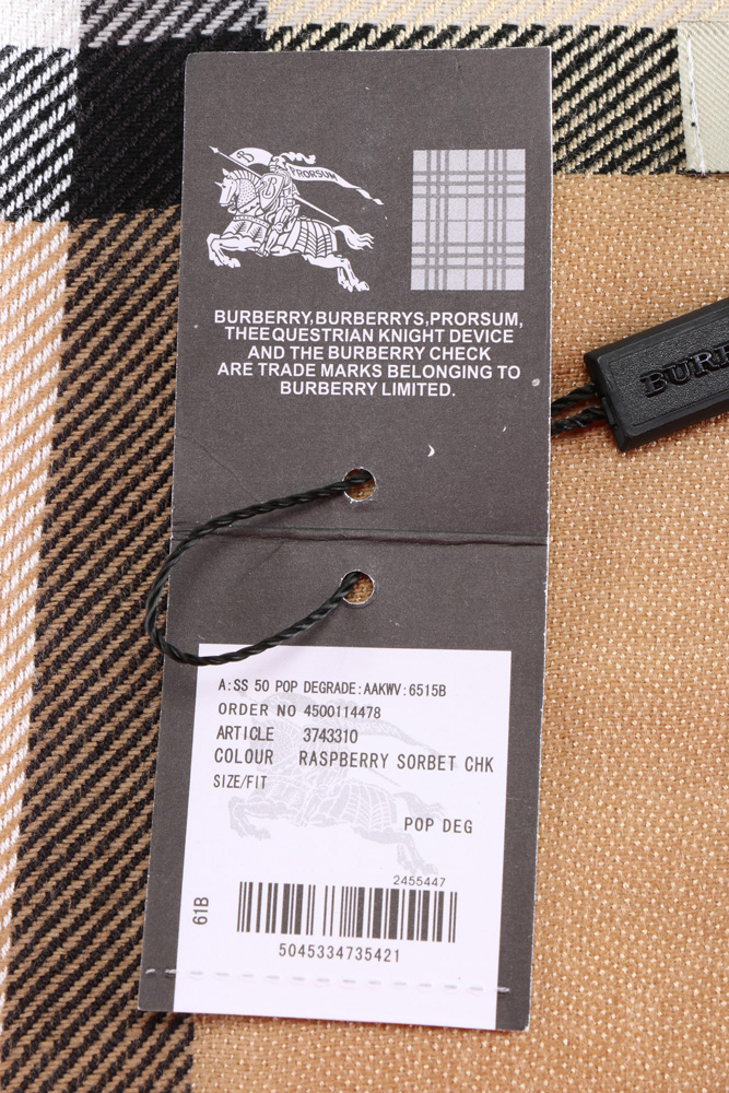 Burberry "Raspberry Sorbet Check" Scarf with Tags
