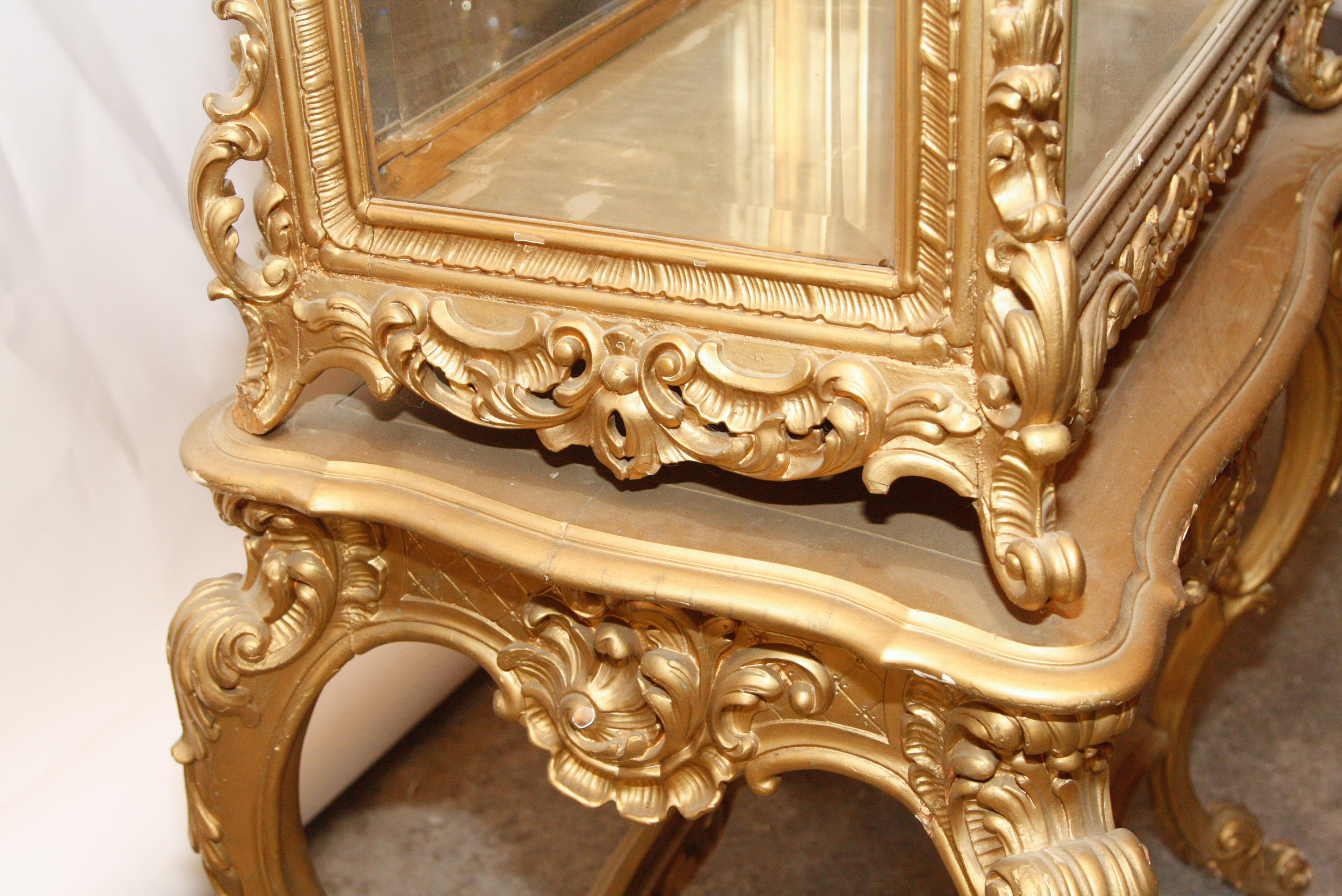 Louis XV Rococo Revival Style Lighted Gilt Vitrine