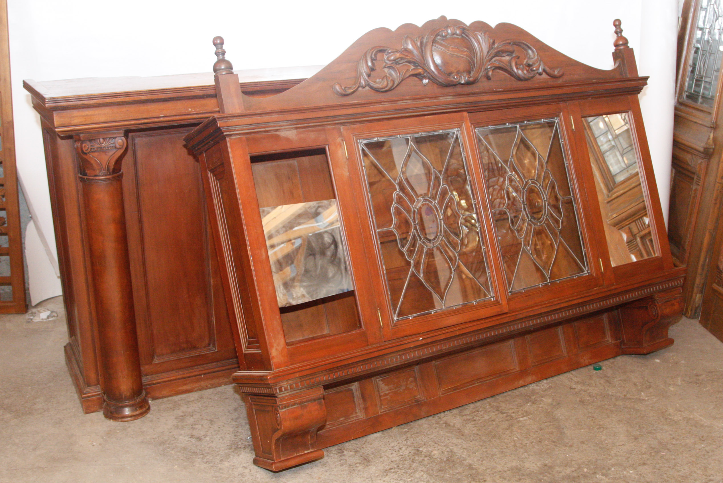 Vintage Empire Style Bar with Hanging Liquor Cabinet