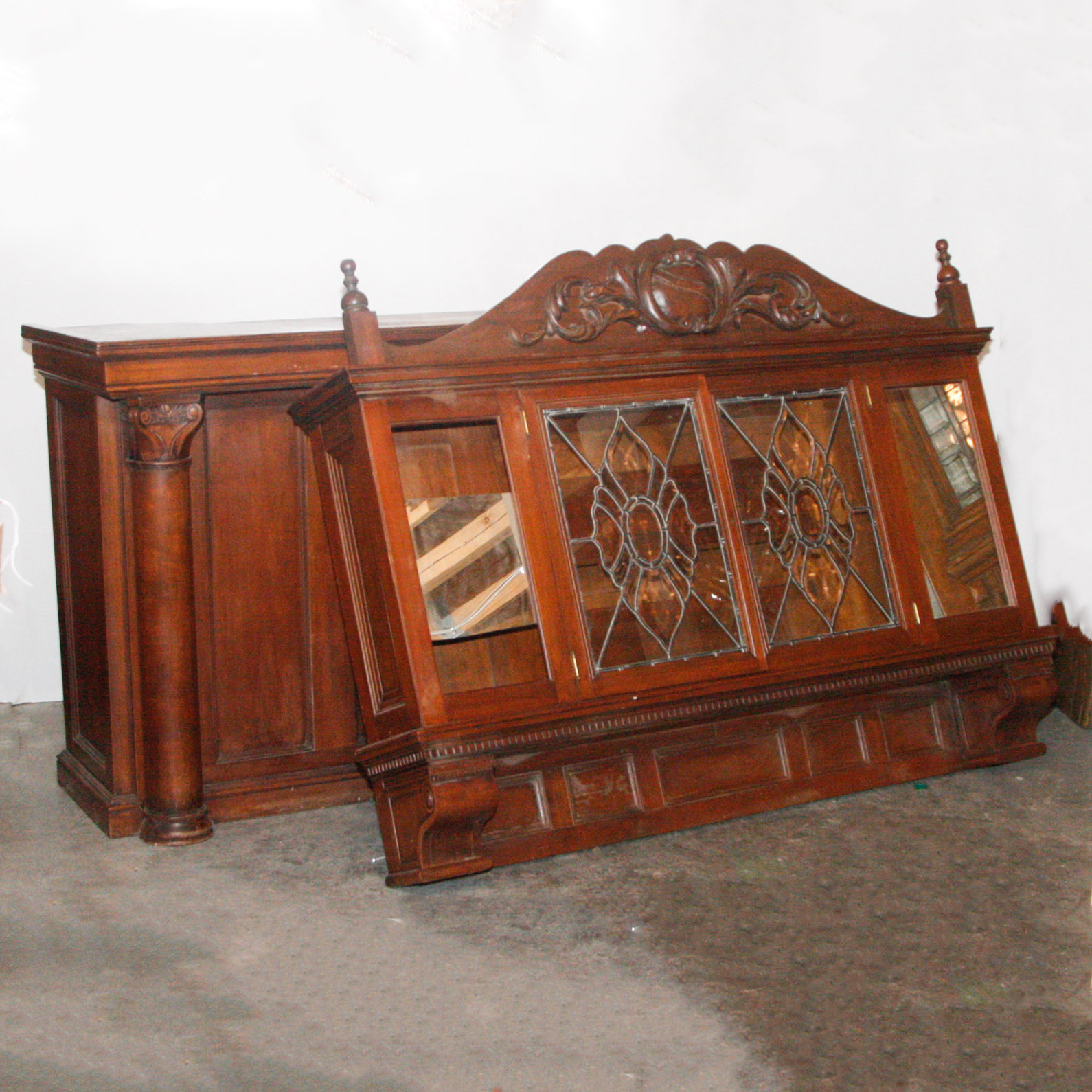 Vintage Empire Style Bar with Hanging Liquor Cabinet