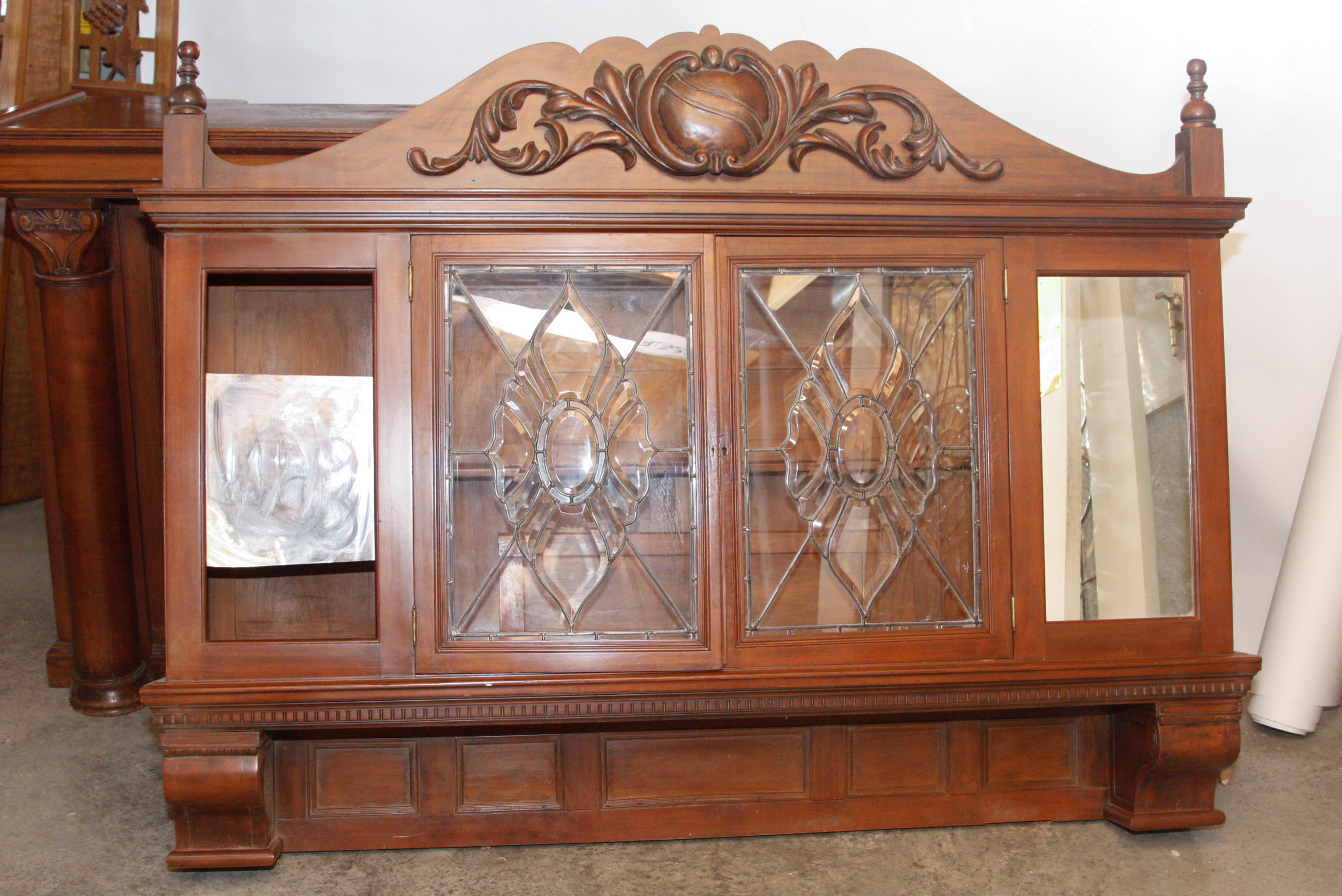 Vintage Empire Style Bar with Hanging Liquor Cabinet