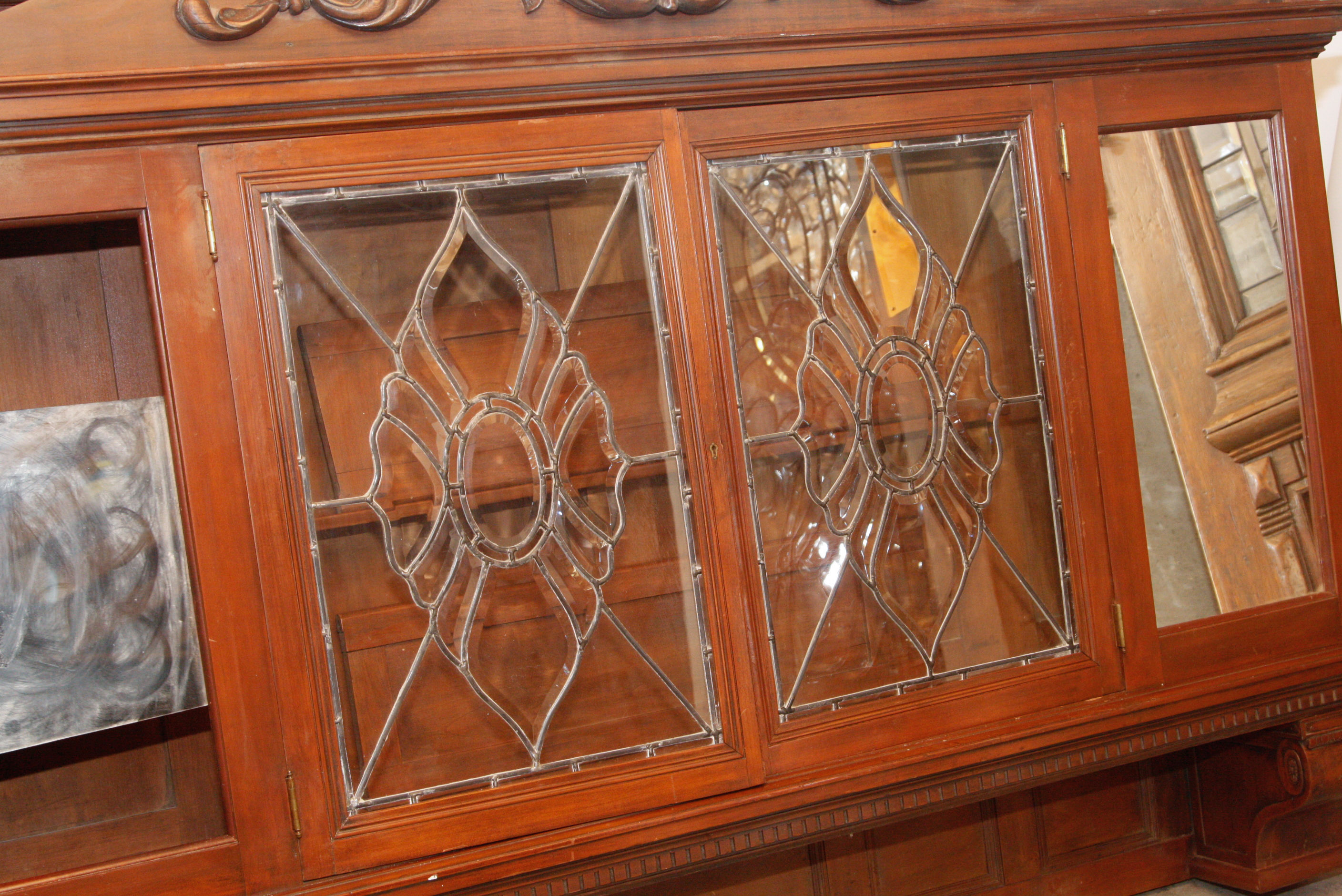 Vintage Empire Style Bar with Hanging Liquor Cabinet