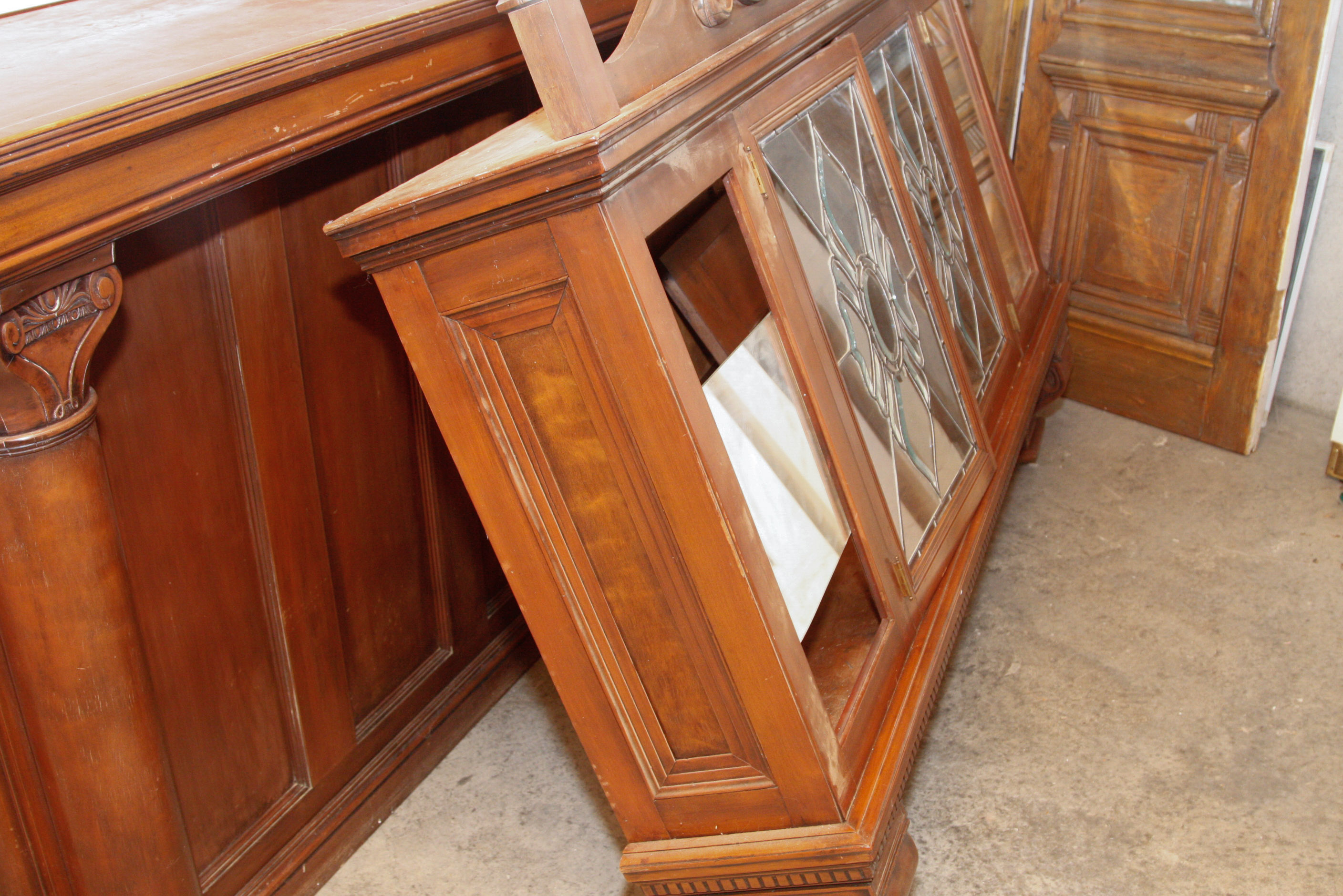 Vintage Empire Style Bar with Hanging Liquor Cabinet