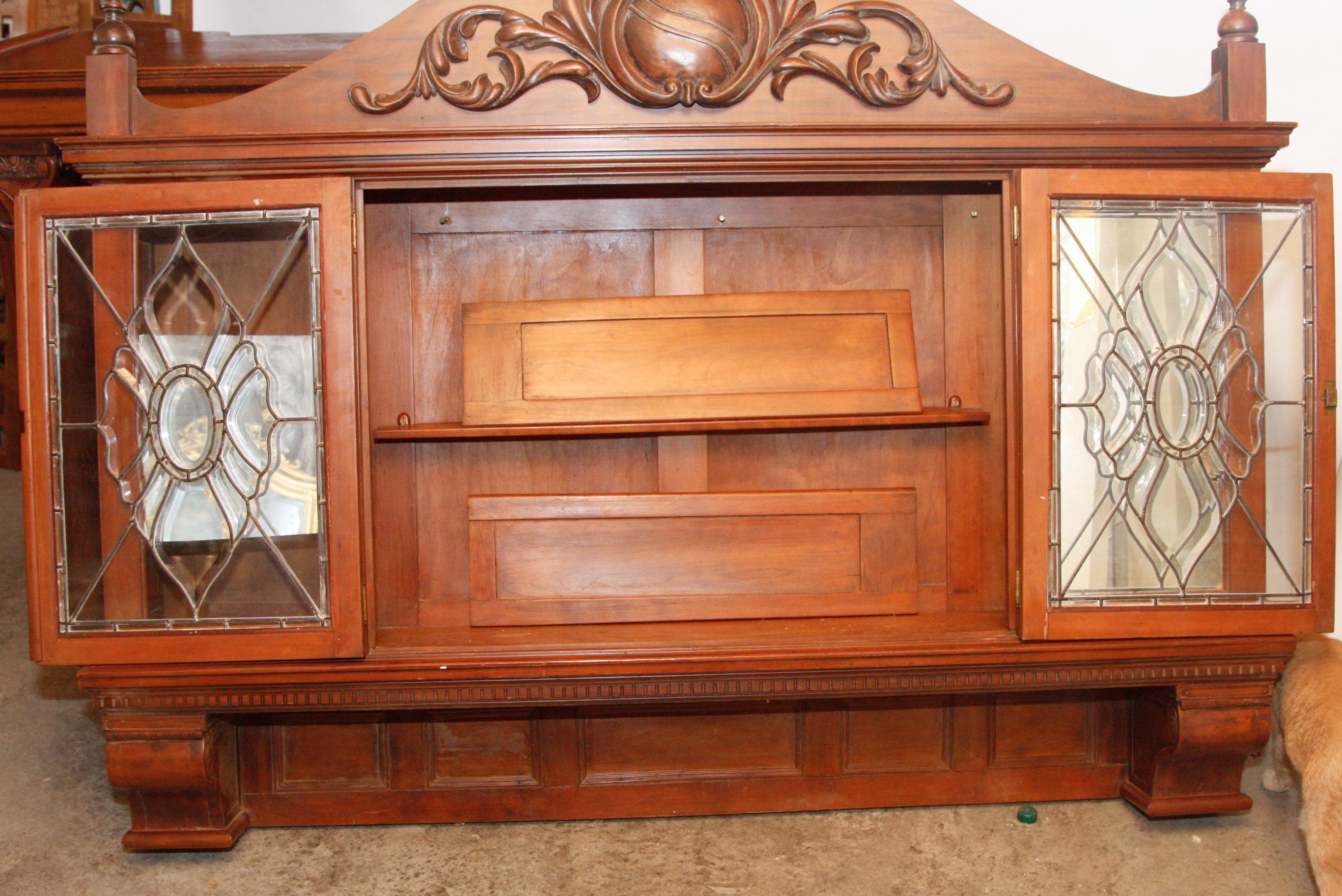Vintage Empire Style Bar with Hanging Liquor Cabinet