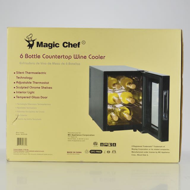 Magic Chef 6 Bottle Countertop Wine Cooler Model MCWC6B