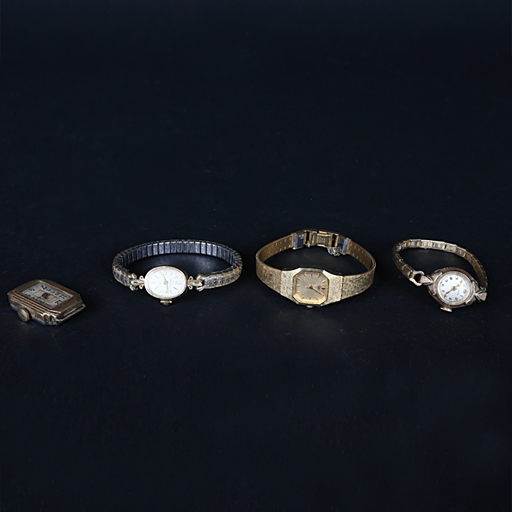 Collection of Vintage Watches Including Waltham 14K Gold Watch Face