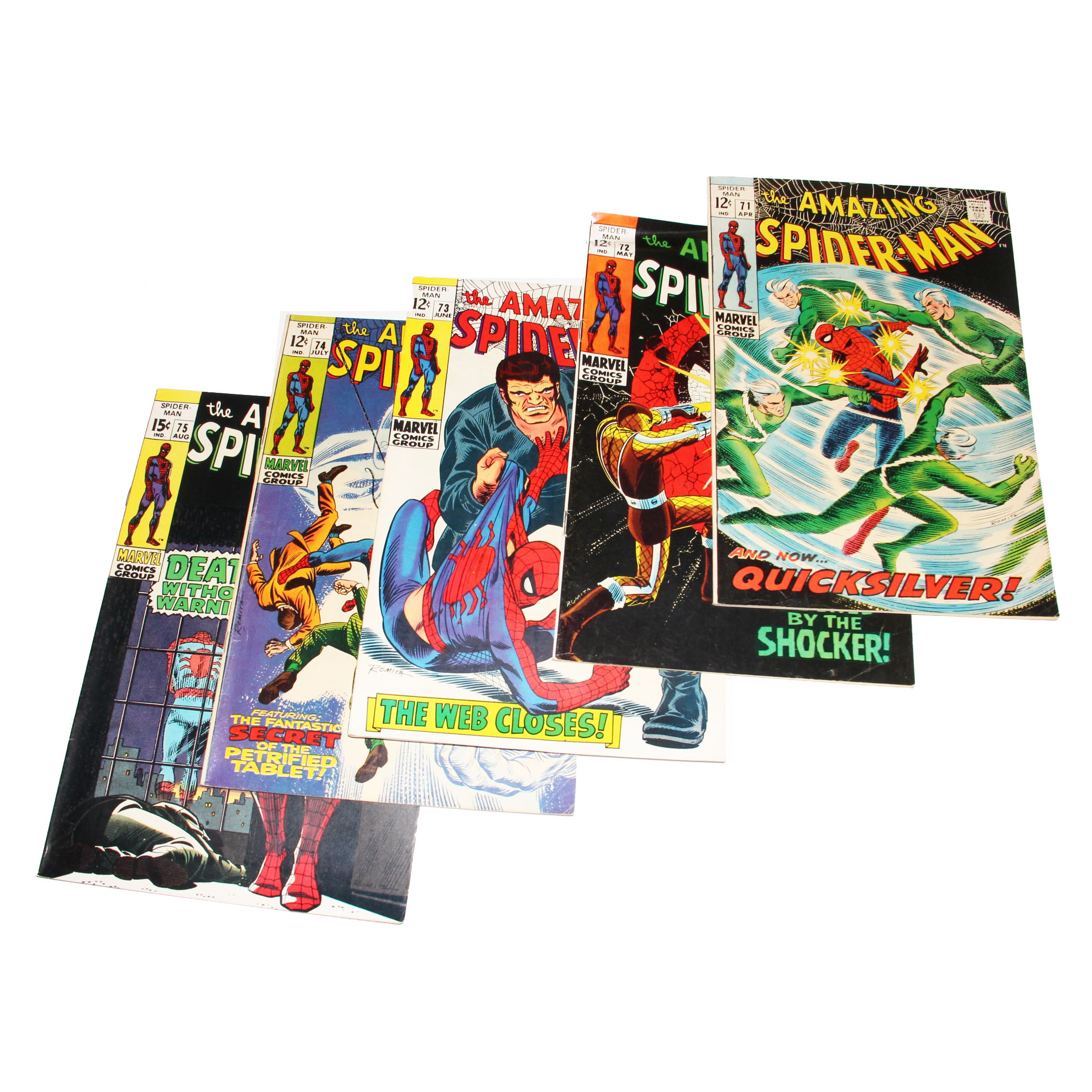 Marvel's Amazing Spider-Man Comic Books Issues 71-75 Featuring First Appearance of Silvermane and Man Mountain Marko