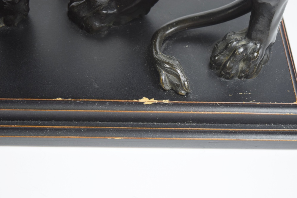 Antique Lion Table Lamp with Silk Shade