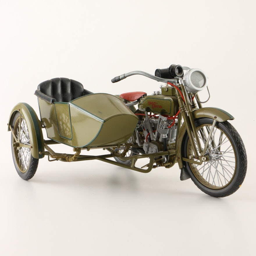 1917 Harley Davidson Motorcycle with Sidecar Die-Cast