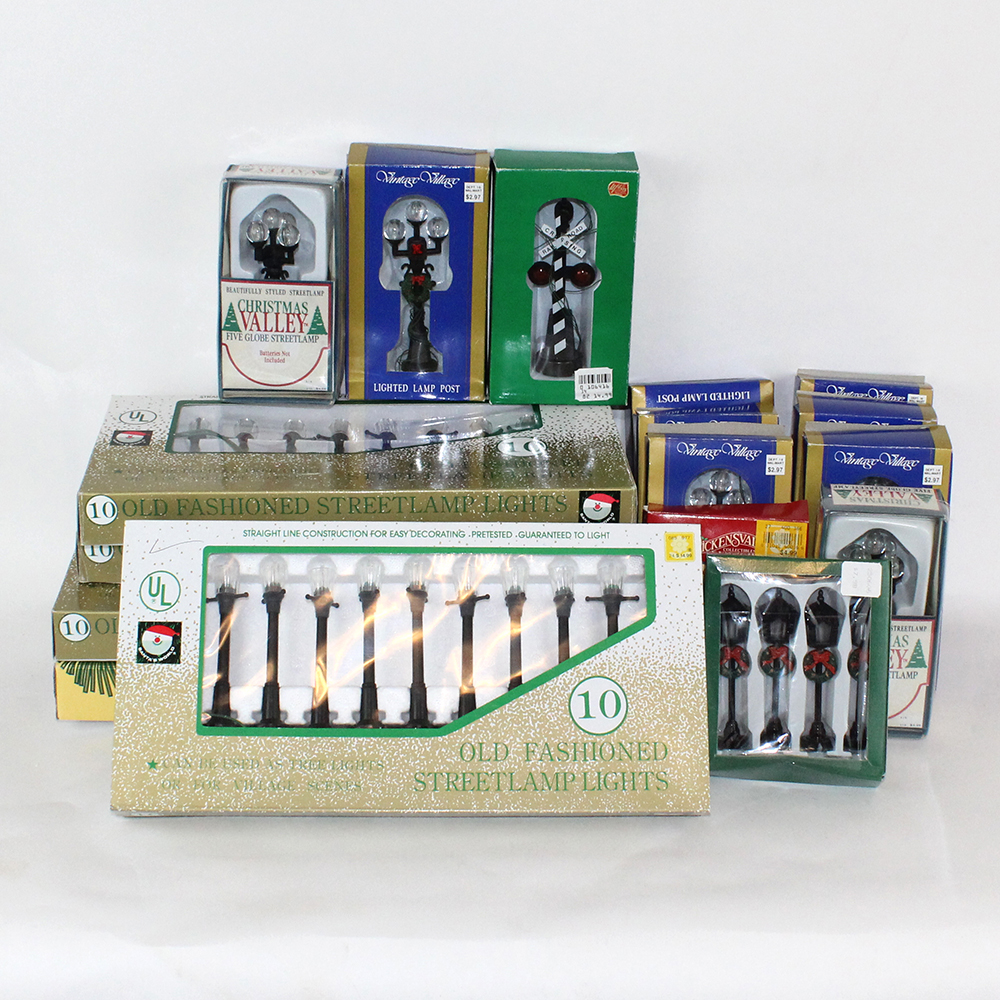 Large Collection of Christmas Village Miniature Street Lights