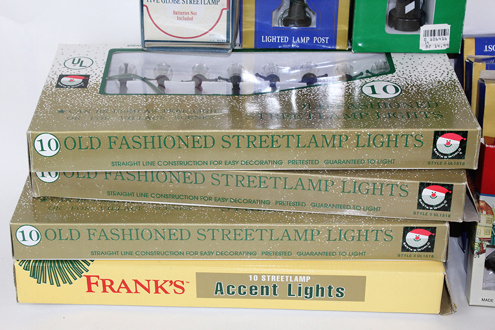 Large Collection of Christmas Village Miniature Street Lights