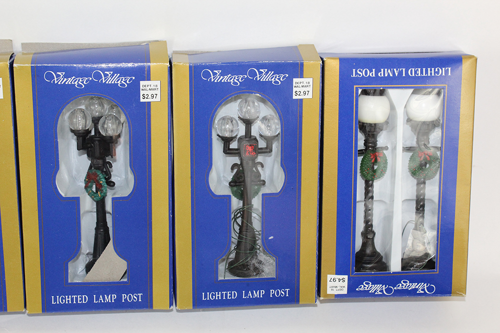 Large Collection of Christmas Village Miniature Street Lights