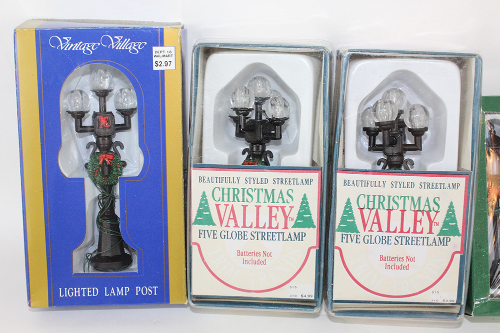 Large Collection of Christmas Village Miniature Street Lights