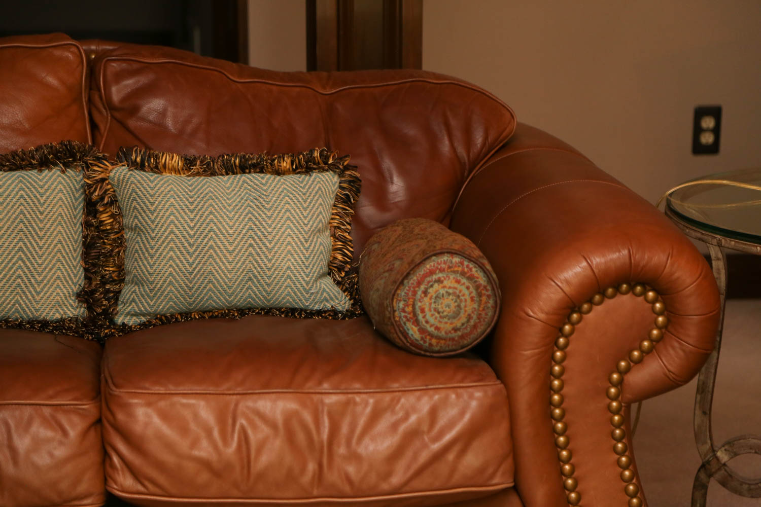 Thomasville Tan Leather Loveseat
