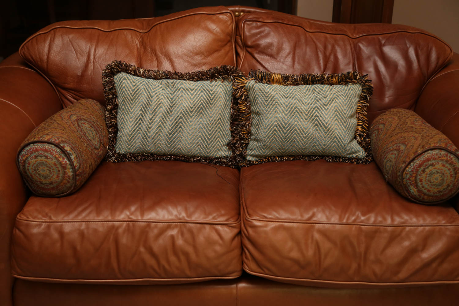 Thomasville Tan Leather Loveseat