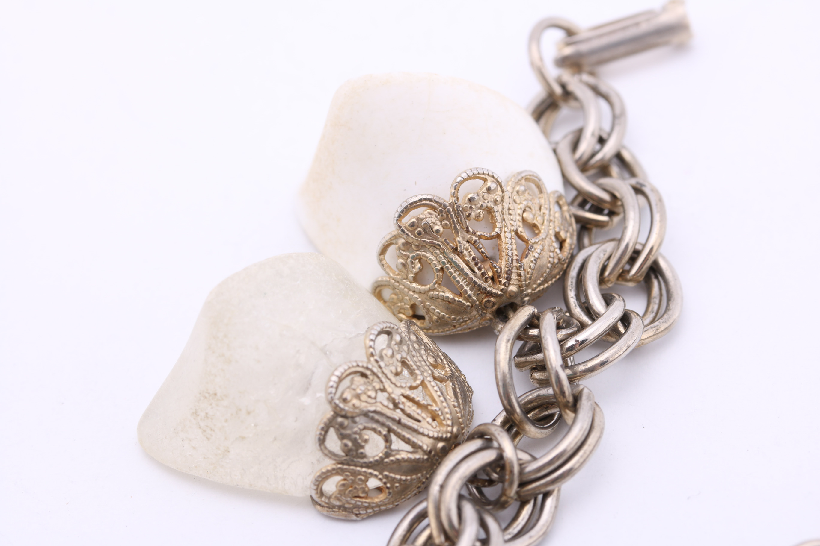 Faux Stone and Reproduction Coin Charm Bracelets Circa 1950