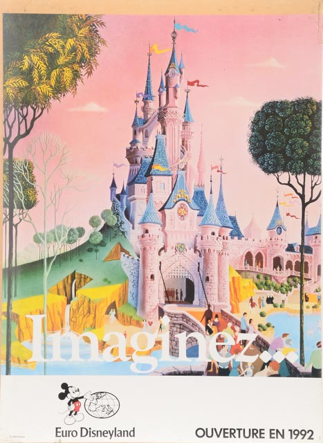 1989 Offset Lithograph Poster for Euro Disneyland Opening