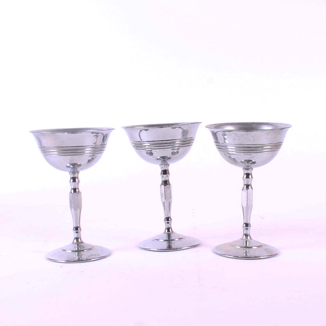 Keystoneware Chrome Plated Carafé and Three Goblets