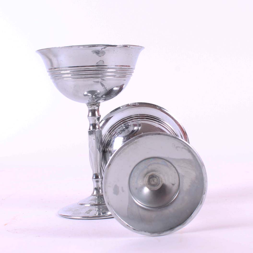 Keystoneware Chrome Plated Carafé and Three Goblets