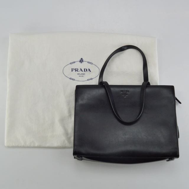 Black Leather Prada Handbag