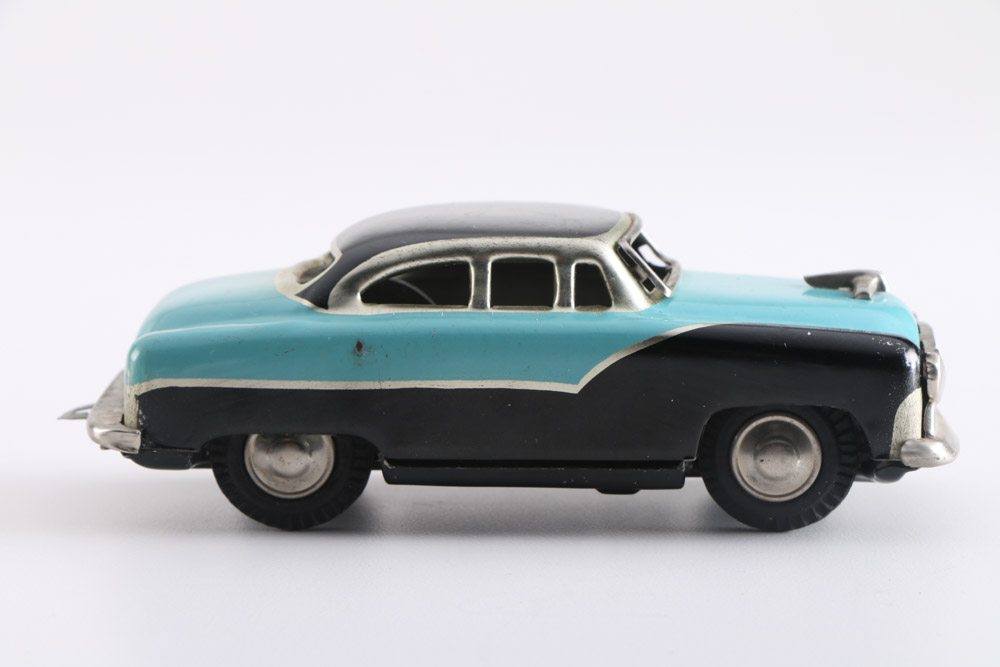 Vintage Tin Toy Car and House Trailer