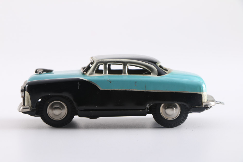 Vintage Tin Toy Car and House Trailer