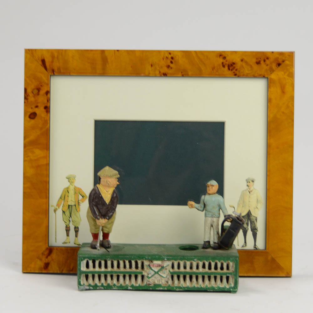 Cast Iron Golf Coin Holder and Picture Frame