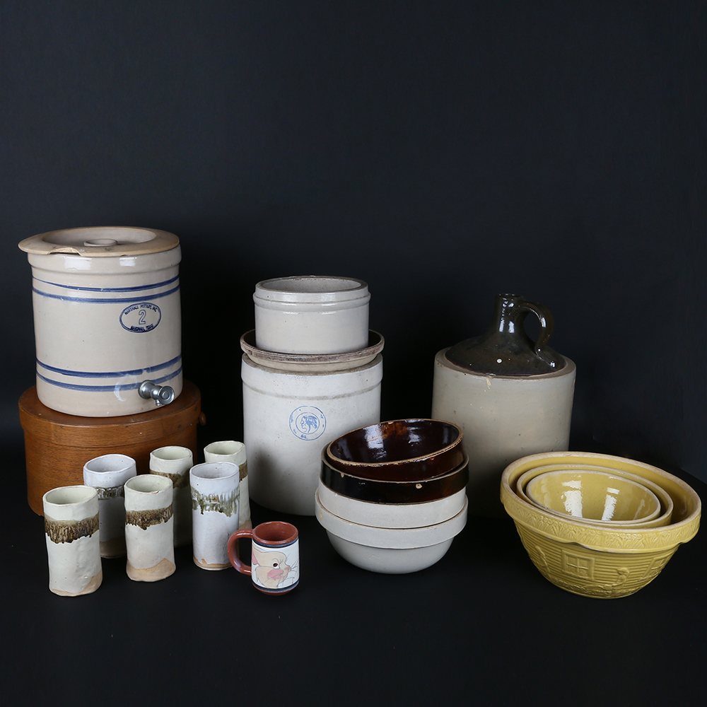 Large Collection of Vintage Pottery Jugs and Bowls