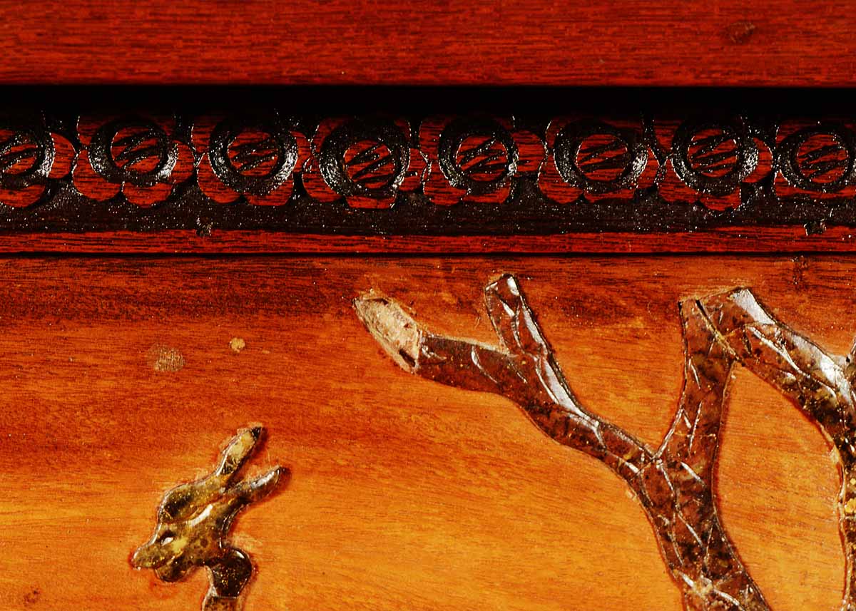 Vintage Chinese Liquor Cabinet with Soapstone Inlay