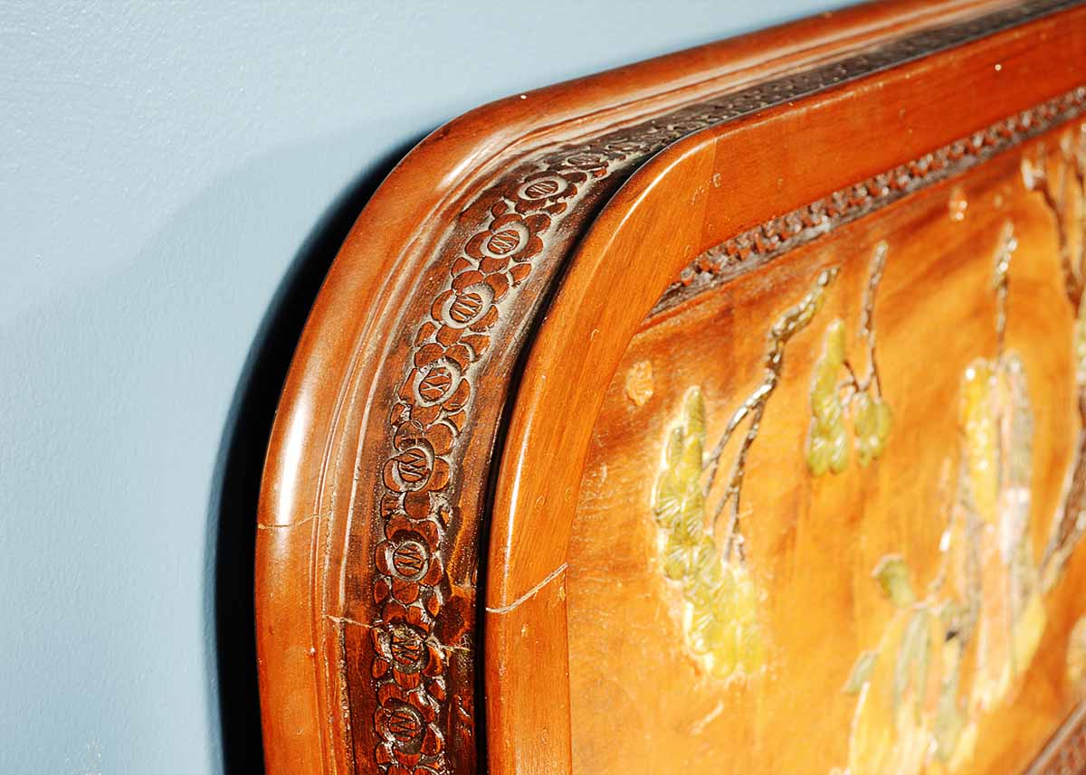 Vintage Chinese Liquor Cabinet with Soapstone Inlay