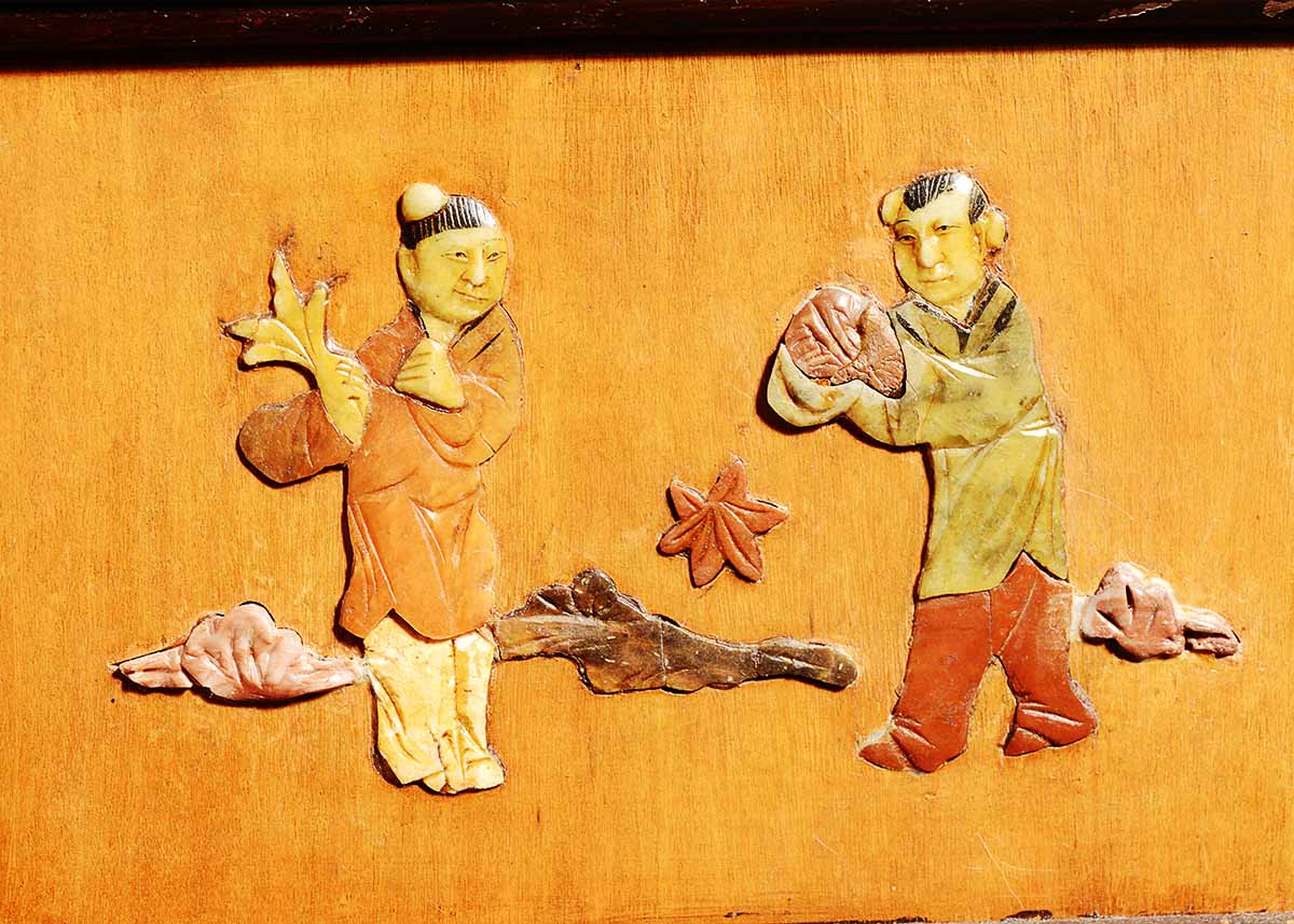 Vintage Chinese Liquor Cabinet with Soapstone Inlay