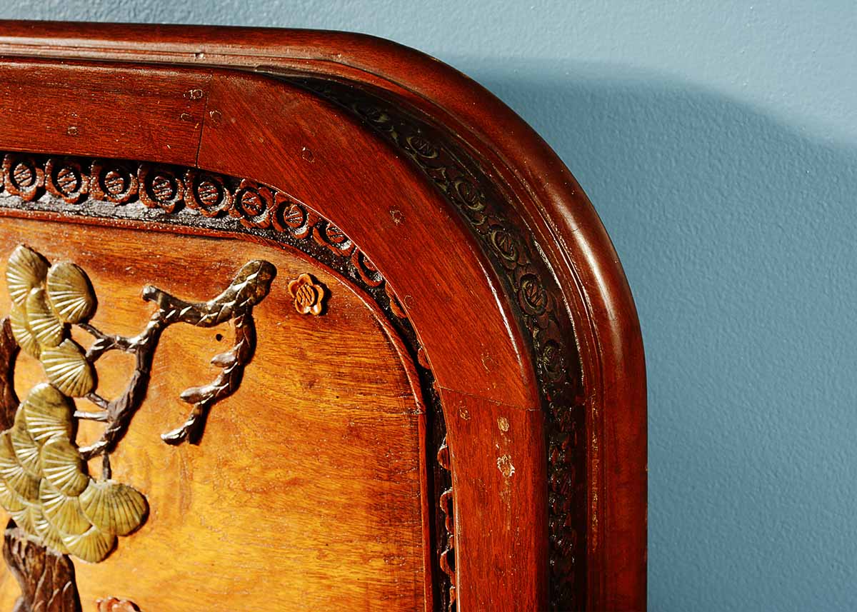 Vintage Chinese Liquor Cabinet with Soapstone Inlay