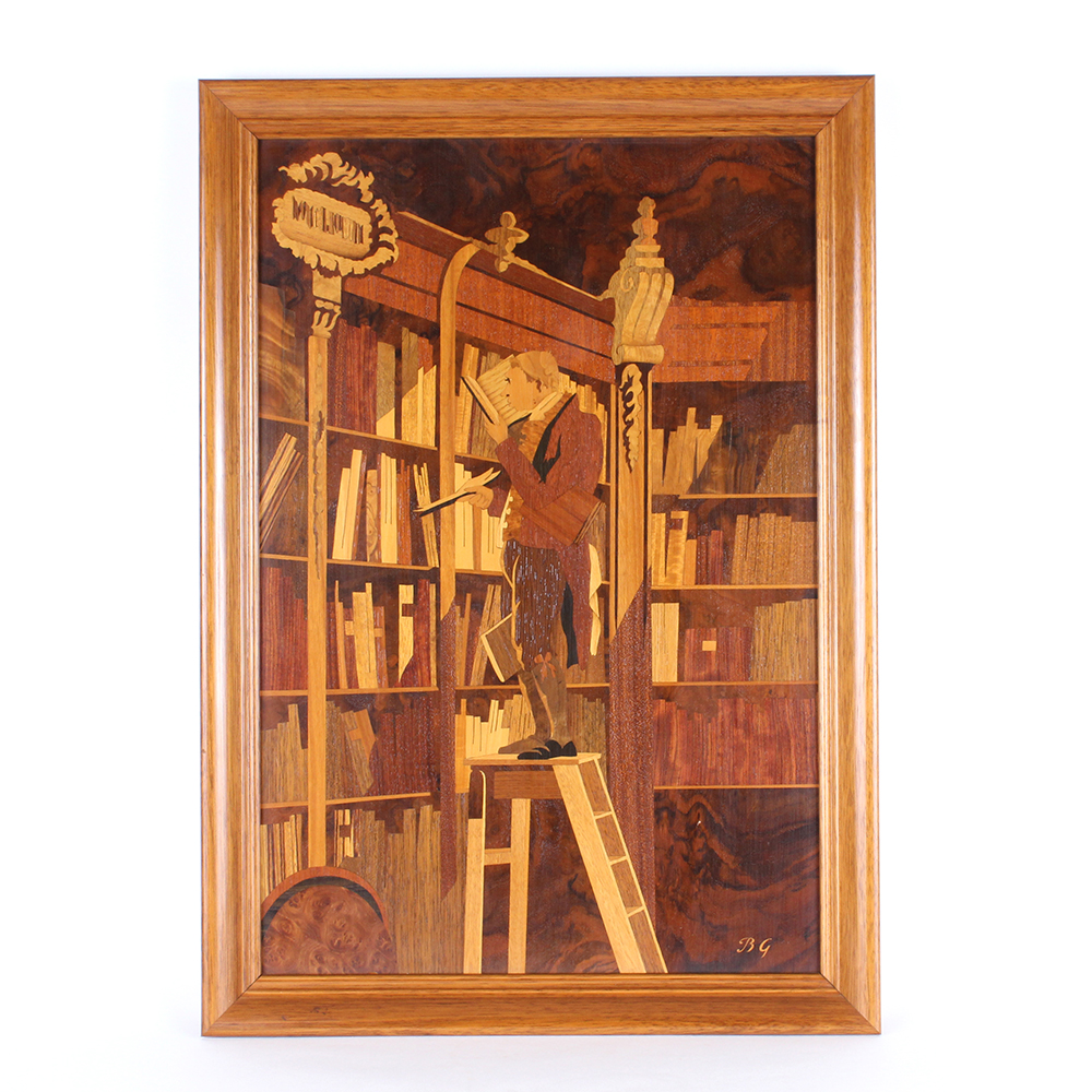 "The Bookworm" Marquetry Hanging by Buchschmid & Grétaux