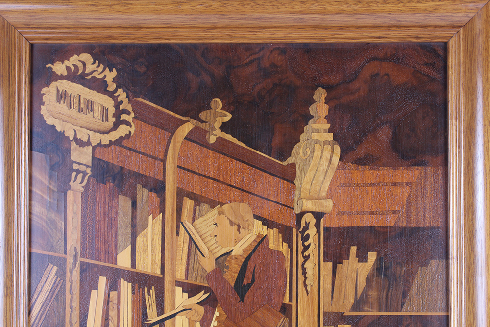 "The Bookworm" Marquetry Hanging by Buchschmid & Grétaux