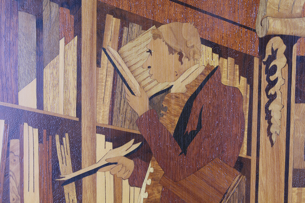 "The Bookworm" Marquetry Hanging by Buchschmid & Grétaux