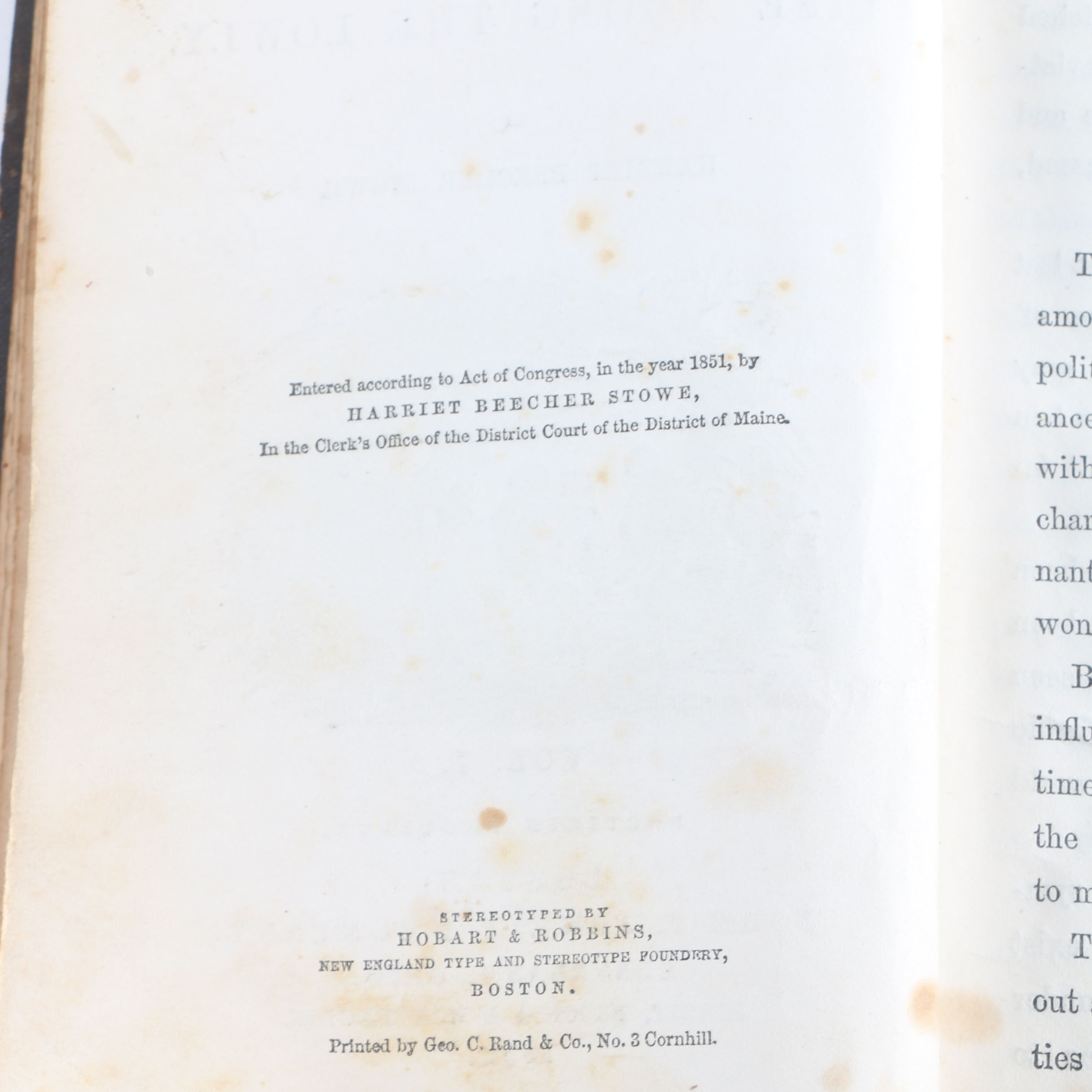 1852 First Edition, Later Printing of "Uncle Tom's Cabin"