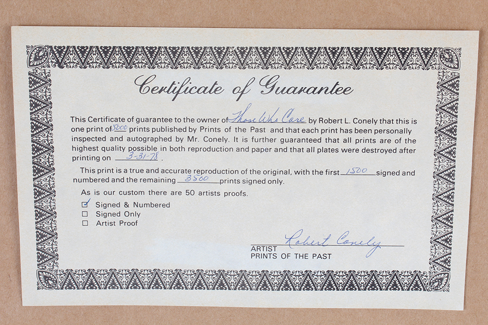 Framed and Signed Fine Art Print "Those Who Care" After Robert L. Conely