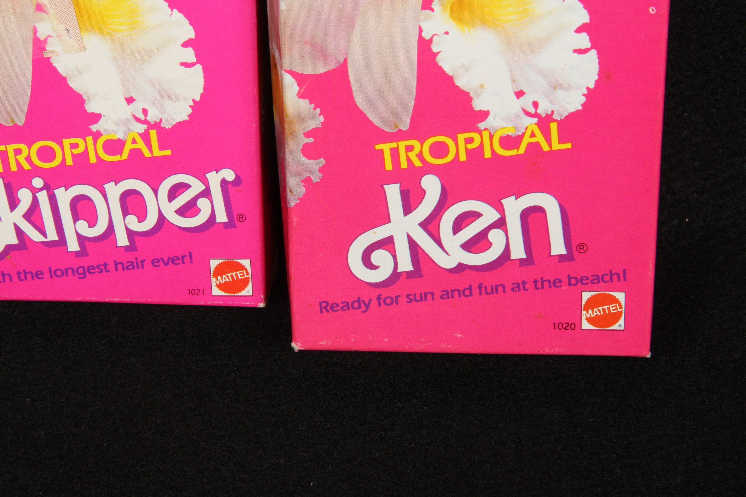 1985 "Tropical" Barbie, Ken, Miko, and Skipper Dolls