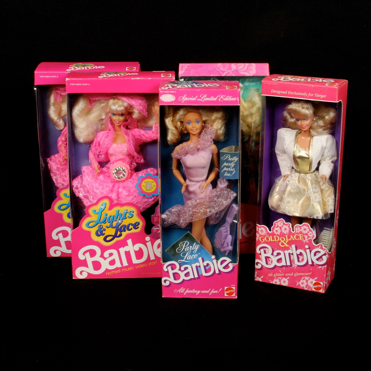 Collection of Barbie Dolls with a Lace Motif