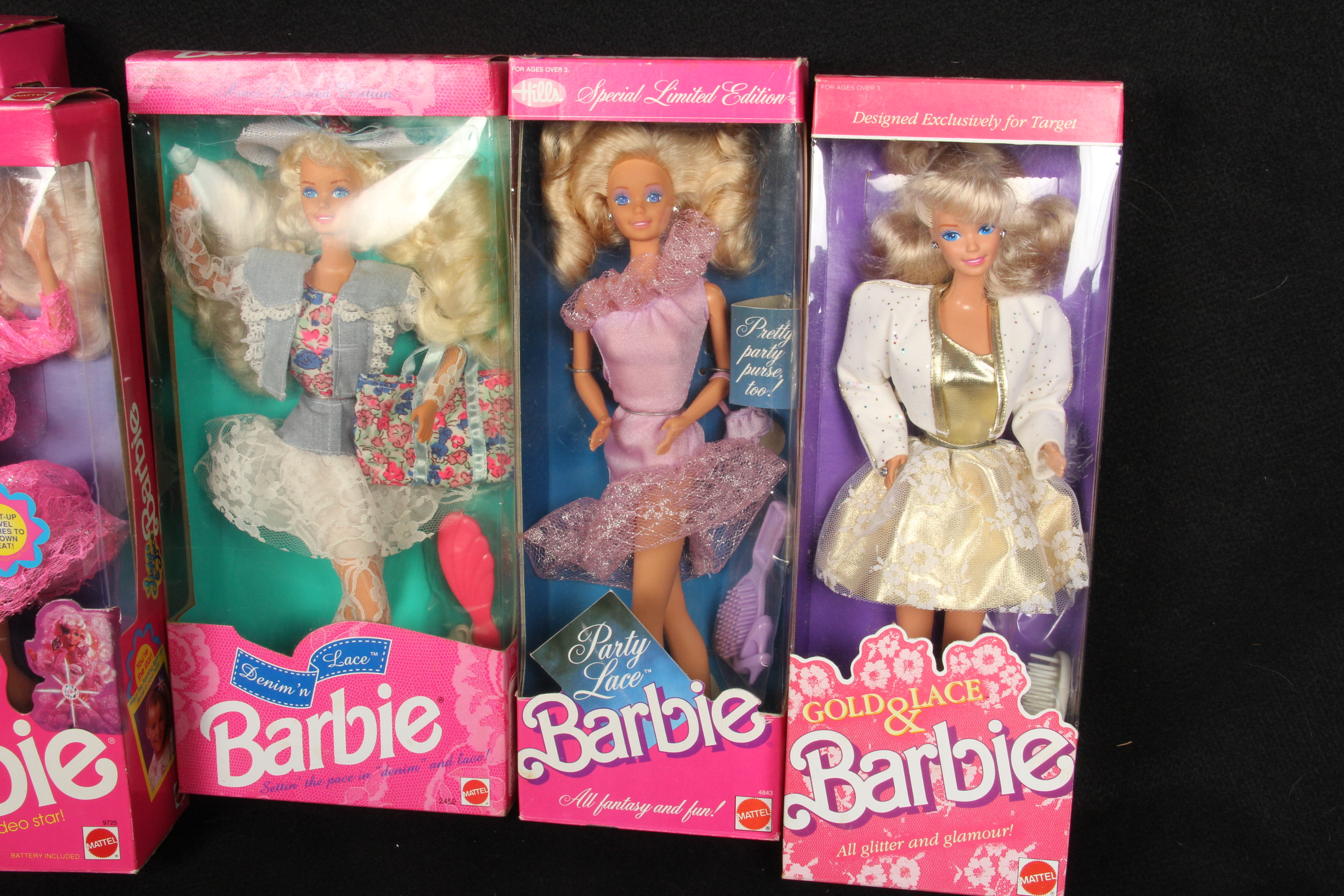 Collection of Barbie Dolls with a Lace Motif