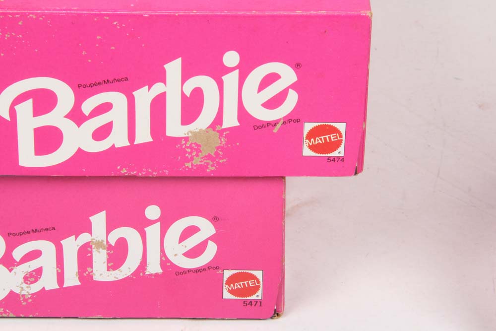 Set of 1992 "Sea Holiday" World Traveling Barbie, Midge and Ken Dolls