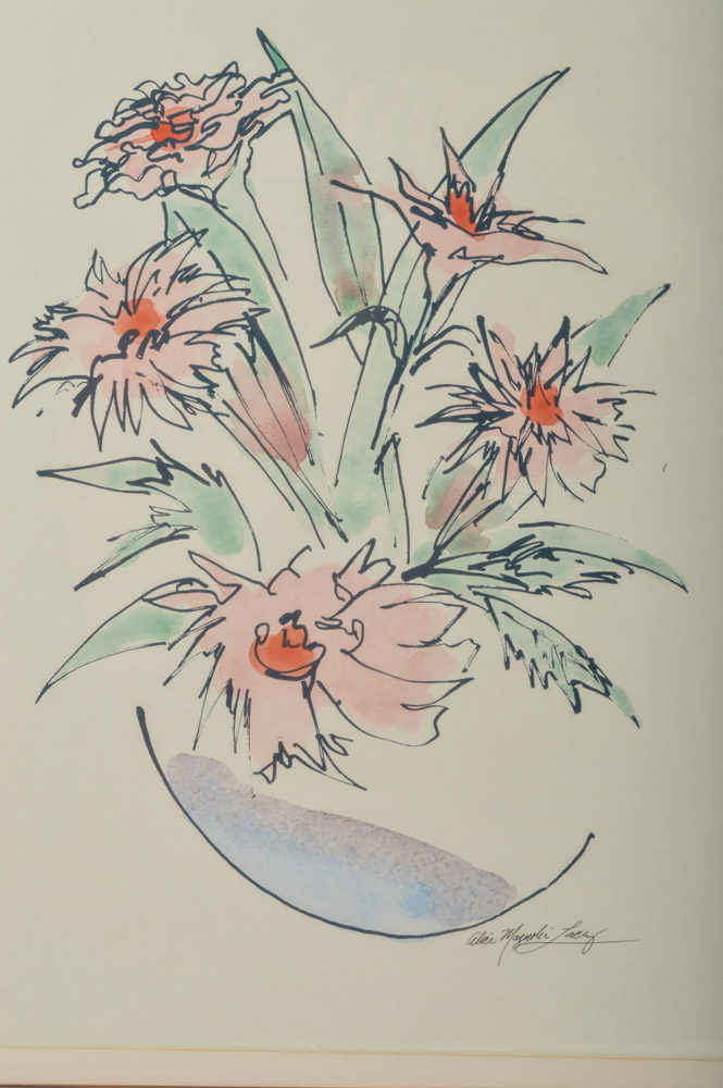 Pair of Floral Watercolor Paintings After Alice Magnolia Lacey