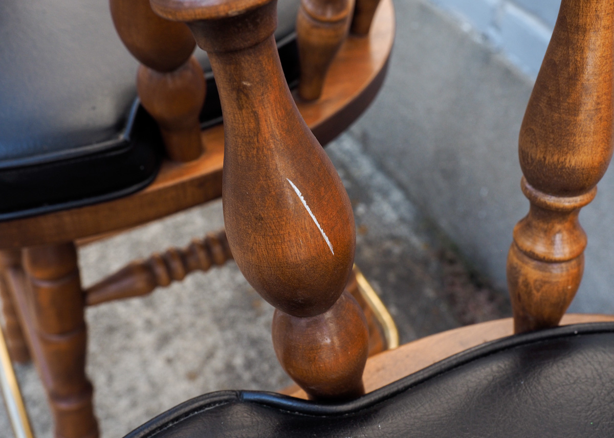 Pair of George B. Bent Captain Style Bar Stools